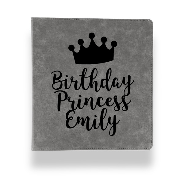 Birthday Princess Leather Binder - 1" - Grey - Front View