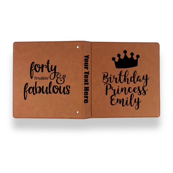 Birthday Princess Leather Binder - 1" - Rawhide - Back Spine Front View