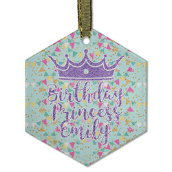 Birthday Princess Flat Glass Ornament - Hexagon w/ Name or Text