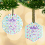 Birthday Princess Flat Glass Ornament w/ Name or Text