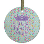 Birthday Princess Flat Glass Ornament - Round w/ Name or Text