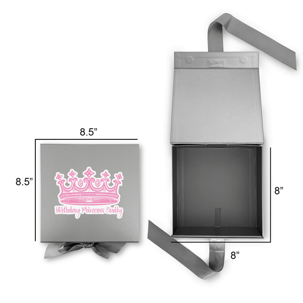 Birthday Princess Gift Boxes with Magnetic Lid - Silver - Open & Closed