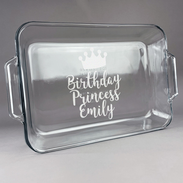 Custom Birthday Princess Glass Baking Dish - 13in x 9in (Personalized)