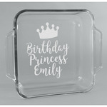 Birthday Princess Glass Cake Dish - 8in x 8in (Personalized)