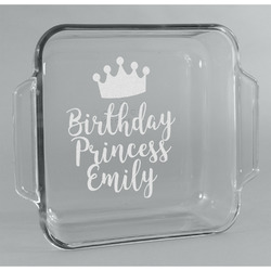 Birthday Princess Glass Cake Dish - 8in x 8in (Personalized)
