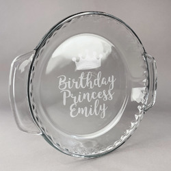 Birthday Princess Glass Pie Dish - 9.5in Round (Personalized)