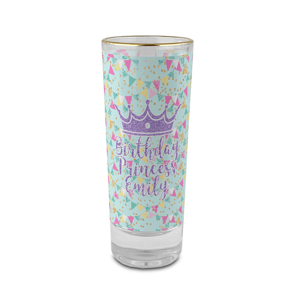 Custom Birthday Princess 2 oz Shot Glass - Glass with Gold Rim (Personalized)