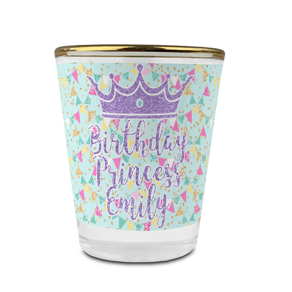 Custom Birthday Princess Glass Shot Glass - 1.5 oz - with Gold Rim - Single (Personalized)