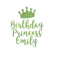 Birthday Princess Glitter Iron On Transfer - Up to 20"x12" (Personalized)