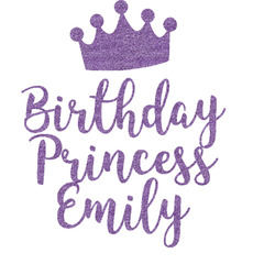 Birthday Princess Glitter Sticker Decal - Up to 9"X9" (Personalized)