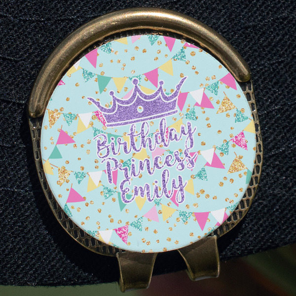 Birthday Princess Golf Ball Marker Hat Clip - Gold - Close Up