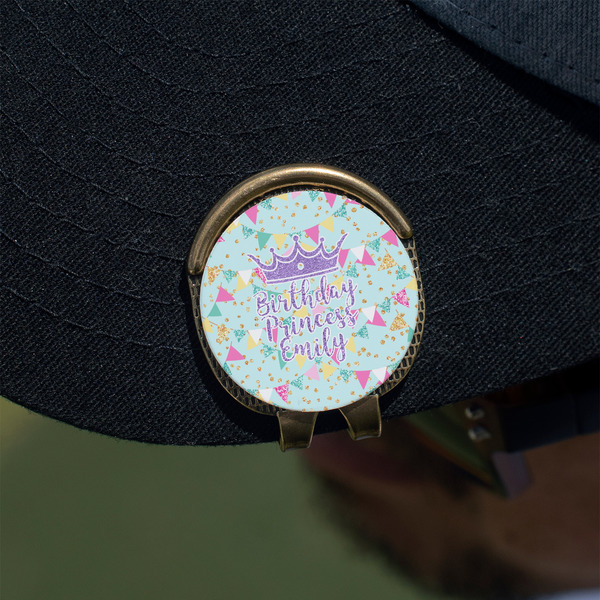 Birthday Princess Golf Ball Marker Hat Clip - Gold - On Hat