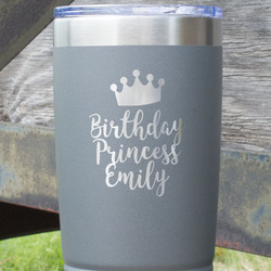 Birthday Princess 20 oz Stainless Steel Tumbler - Grey - Single Sided (Personalized)