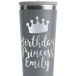 Birthday Princess RTIC Everyday Tumbler with Straw - 28oz - Grey - Single-Sided (Personalized)