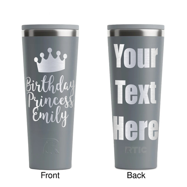 Birthday Princess Grey RTIC Everyday Tumbler - 28 oz. - Front and Back