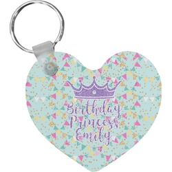 Birthday Princess Heart Plastic Keychain w/ Name or Text
