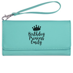Birthday Princess Ladies Leatherette Wallet - Laser Engraved- Teal (Personalized)