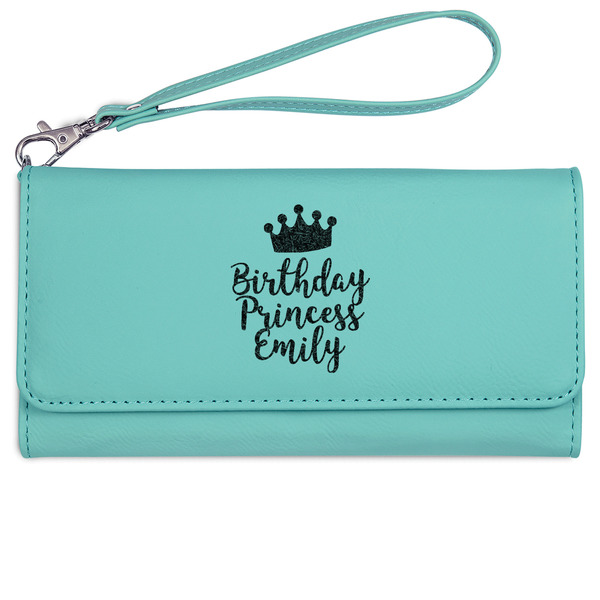 Custom Birthday Princess Ladies Leatherette Wallet - Laser Engraved- Teal (Personalized)