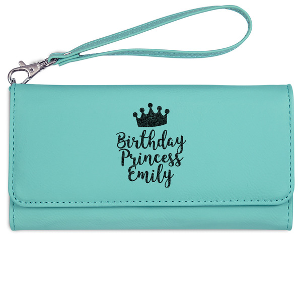 Birthday Princess Ladies Wallet - Leather - Teal - Front View