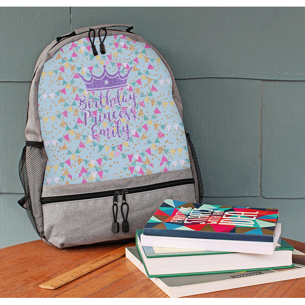 Birthday Princess Large Backpack - Gray - On Desk