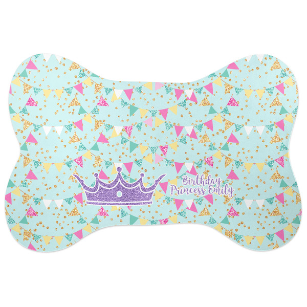 Custom Birthday Princess Bone Shaped Dog Food Mat (Large) (Personalized)