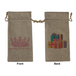 Birthday Princess Large Burlap Gift Bag - Front & Back (Personalized)