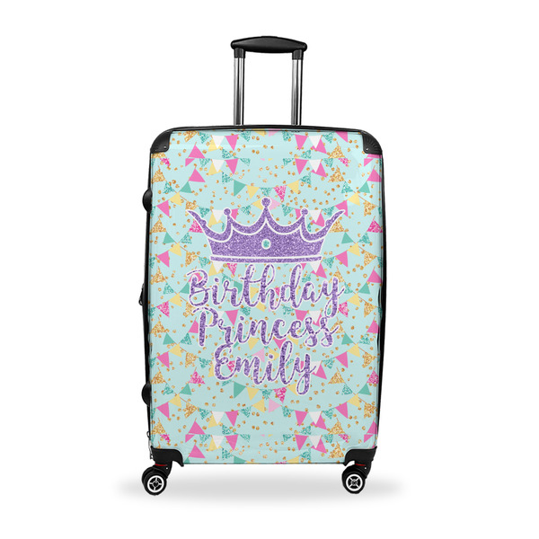 Custom Birthday Princess Suitcase - 28" Large - Checked w/ Name or Text