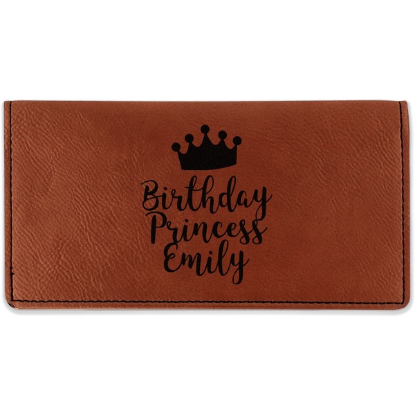 Custom Birthday Princess Leatherette Checkbook Holder - Double Sided (Personalized)