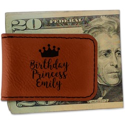 Birthday Princess Leatherette Magnetic Money Clip - Double Sided (Personalized)