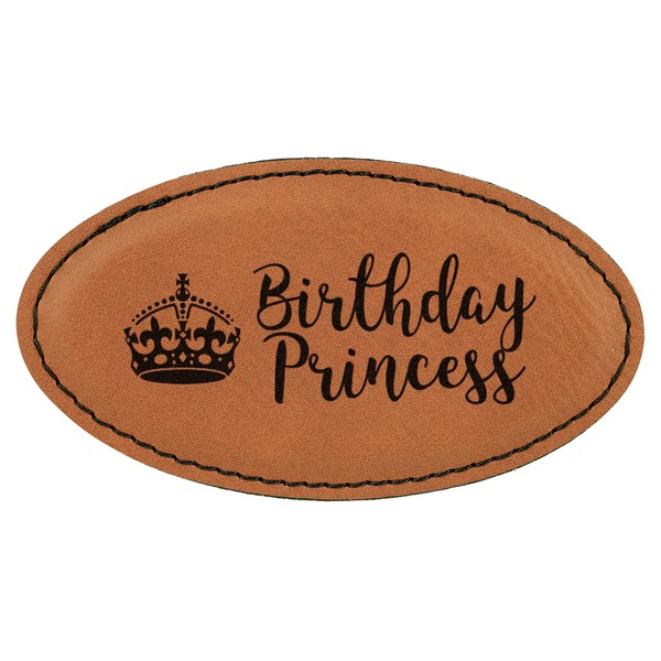 Custom Birthday Princess Leatherette Oval Name Badge with Magnet (Personalized)