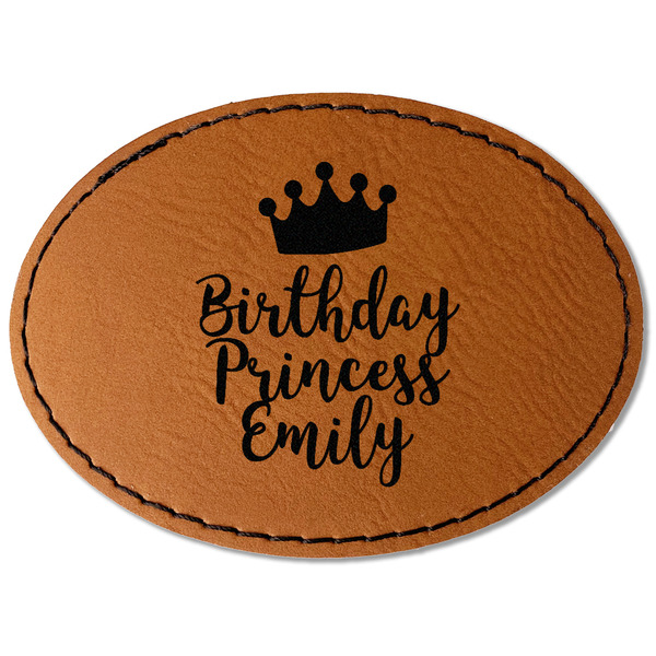 Custom Birthday Princess Faux Leather Iron On Patch - Oval (Personalized)