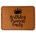 Birthday Princess Faux Leather Iron On Patch - Rectangle (Personalized)