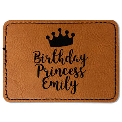 Birthday Princess Faux Leather Iron On Patch - Rectangle (Personalized)
