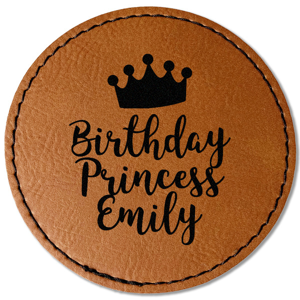 Custom Birthday Princess Faux Leather Iron On Patch - Round (Personalized)