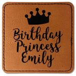 Birthday Princess Faux Leather Iron On Patch - Square (Personalized)