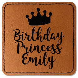 Birthday Princess Faux Leather Iron On Patch - Square (Personalized)