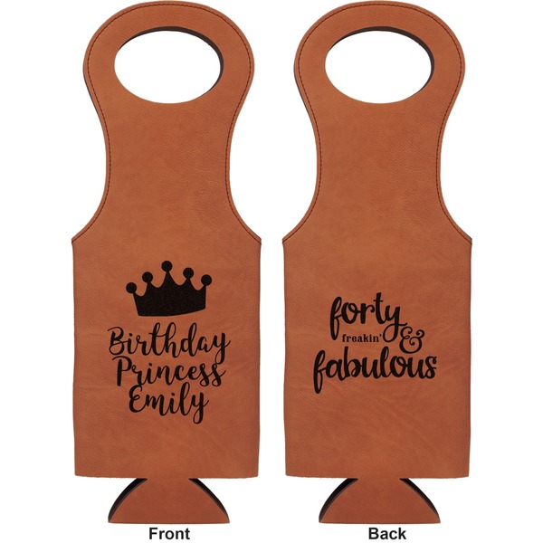 Birthday Quotes and Sayings Leatherette Wine Tote Double Sided - Front and Back