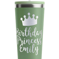 Birthday Princess RTIC Everyday Tumbler with Straw - 28oz - Light Green - Single-Sided (Personalized)