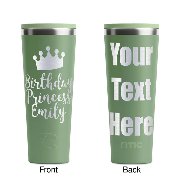Birthday Princess Light Green RTIC Everyday Tumbler - 28 oz. - Front and Back
