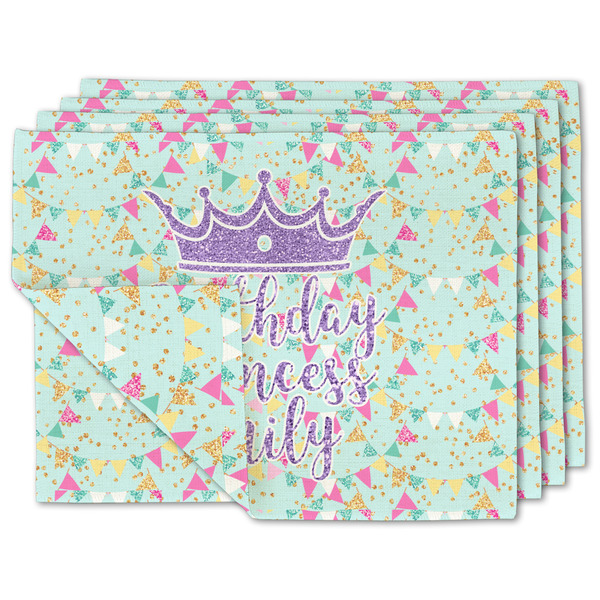 Custom Birthday Princess Double-Sided Linen Placemat - Set of 4 w/ Name or Text