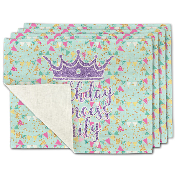 Custom Birthday Princess Single-Sided Linen Placemat - Set of 4 w/ Name or Text