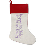 Birthday Princess Red Linen Stocking (Personalized)
