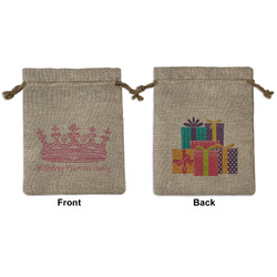 Birthday Princess Medium Burlap Gift Bag - Front & Back (Personalized)