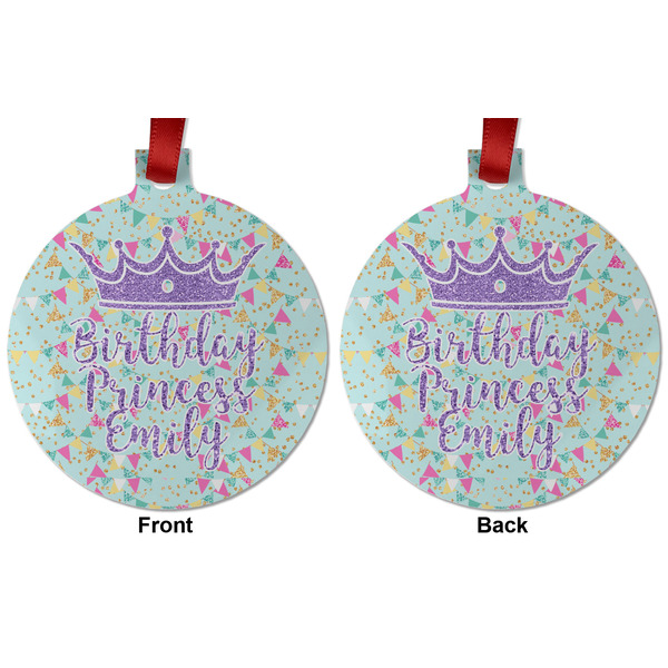 Birthday Princess Metal Ball Ornament - Front and Back