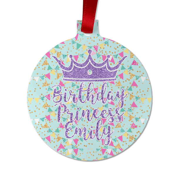 Custom Birthday Princess Metal Ball Ornament - Double Sided w/ Name or Text