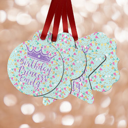 Birthday Princess Metal Ornaments - Double Sided w/ Name or Text