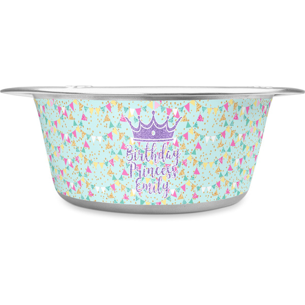 Custom Birthday Princess Stainless Steel Dog Bowl - Large (Personalized)
