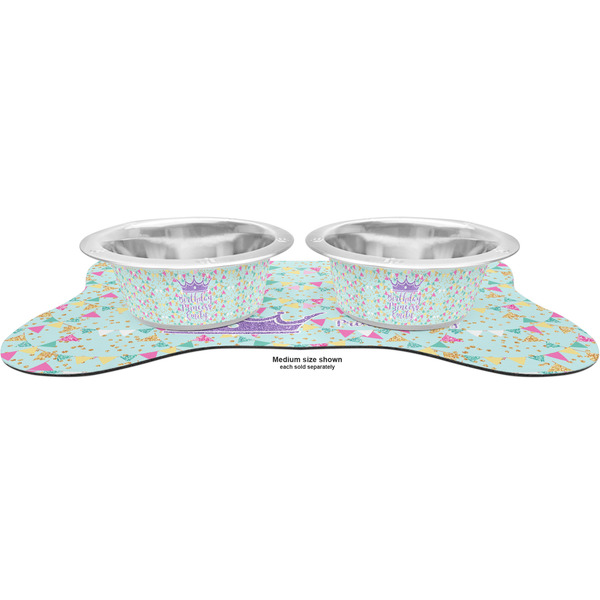 Birthday Princess Metal Pet Bowls - On Dog Bone Shaped Mat