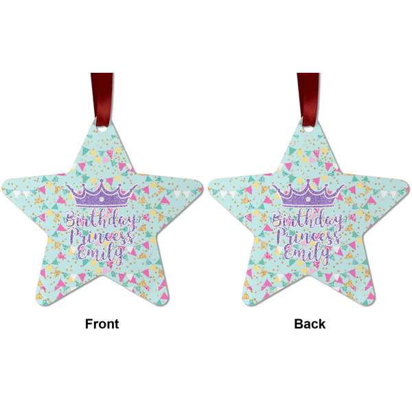 Birthday Princess Metal Star Ornament - Front and Back