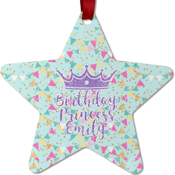 Custom Birthday Princess Metal Star Ornament - Double Sided w/ Name or Text